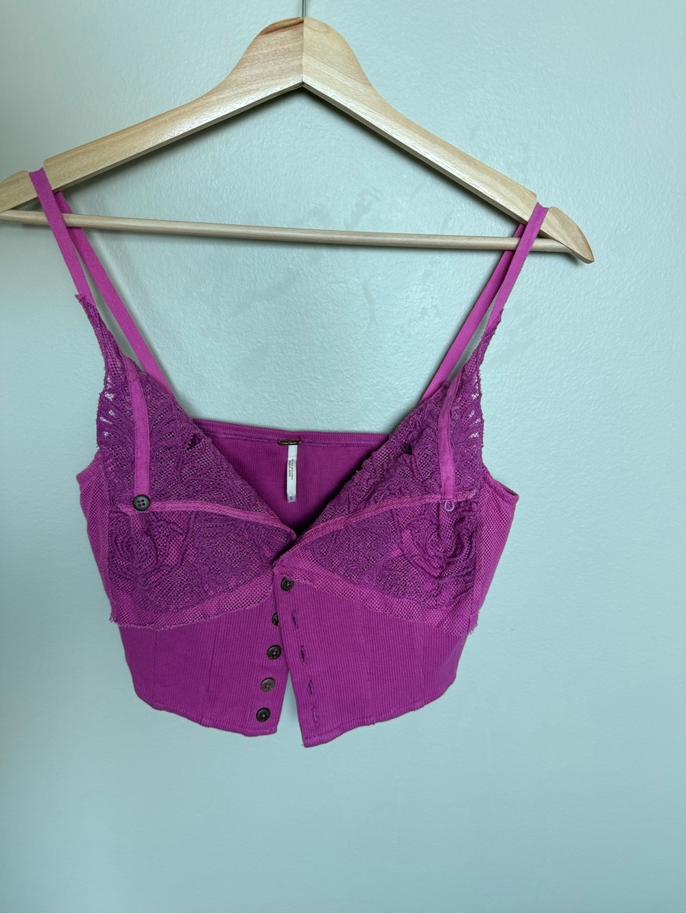 Free people Intimates Fuchsia Lace-Trim Button Front Cami